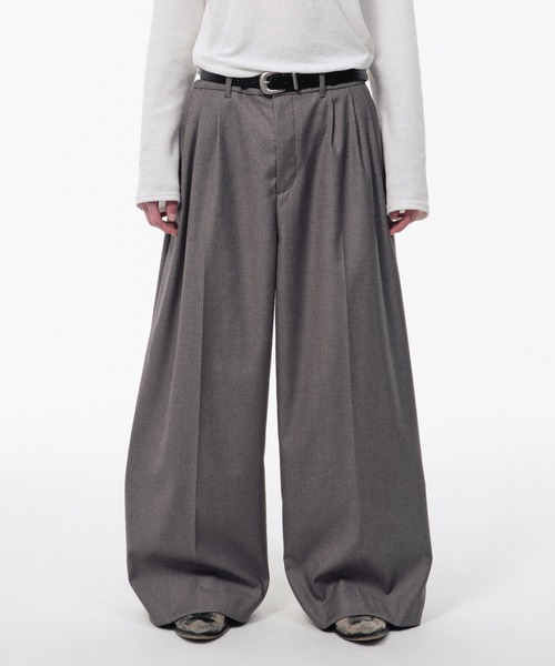 CAMPHOR WOOD(カンファーウッド)の「3 TUCK WIDE BAGGY SLACKS / 3タックワイドバギースラックス(スラックス・メンズ・ブラック/グレー/グレー系1・SMALL/MEDIUM/LARGE)」の3枚目の写真