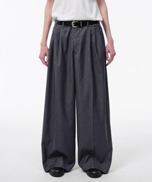camo/leather docking double knee baggy trousers / カモレザー