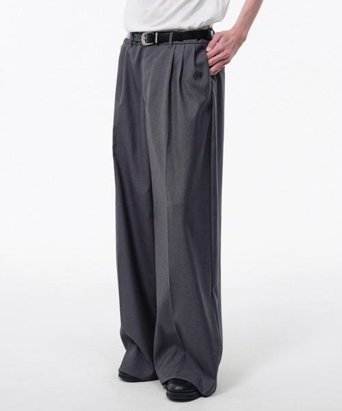 CAMPHOR WOOD(カンファーウッド)の「3 TUCK WIDE BAGGY SLACKS / 3タックワイドバギースラックス(スラックス・メンズ・ブラック/グレー/グレー系1・SMALL/MEDIUM/LARGE)」の17枚目の写真