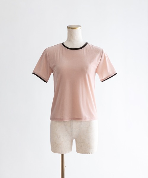 EN NEUME（エンノイム）の「Sheer Velor Ringer Tee（Tシャツ/カットソー・レディース・アイボリー/ピンク/グリーン・FREE）」の9枚目の写真