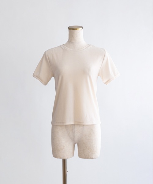 EN NEUME（エンノイム）の「Sheer Velor Ringer Tee（Tシャツ/カットソー・レディース・アイボリー/ピンク/グリーン・FREE）」の4枚目の写真