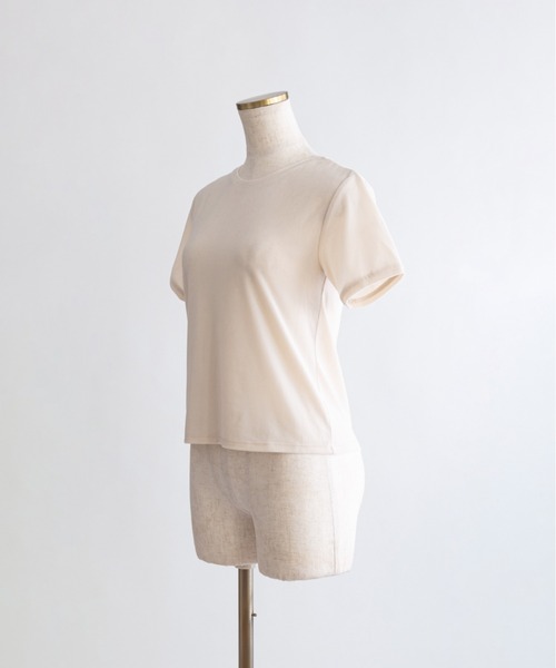 EN NEUME（エンノイム）の「Sheer Velor Ringer Tee（Tシャツ/カットソー・レディース・アイボリー/ピンク/グリーン・FREE）」の5枚目の写真