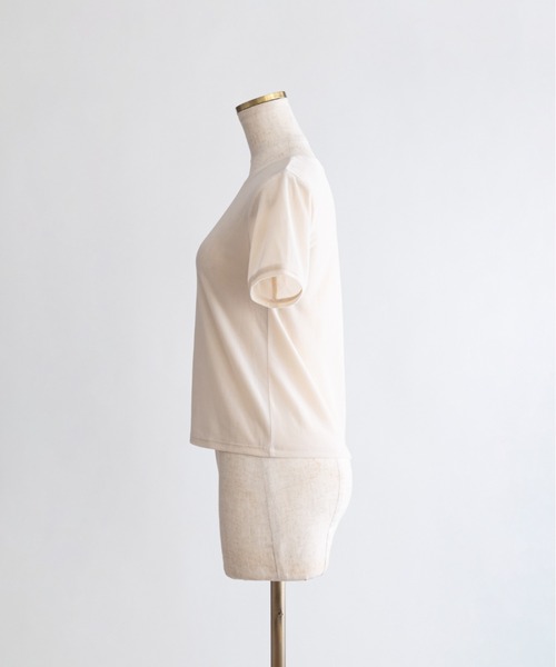 EN NEUME（エンノイム）の「Sheer Velor Ringer Tee（Tシャツ/カットソー・レディース・アイボリー/ピンク/グリーン・FREE）」の6枚目の写真