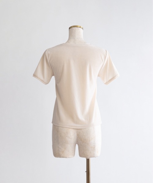 EN NEUME（エンノイム）の「Sheer Velor Ringer Tee（Tシャツ/カットソー・レディース・アイボリー/ピンク/グリーン・FREE）」の7枚目の写真