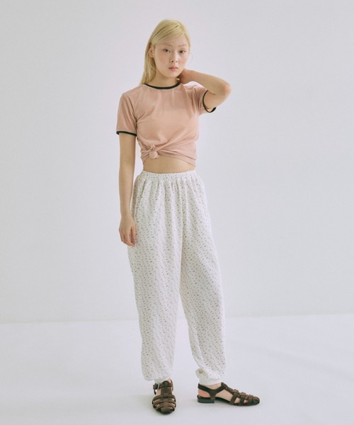 EN NEUME（エンノイム）の「Sheer Velor Ringer Tee（Tシャツ/カットソー・レディース・アイボリー/ピンク/グリーン・FREE）」の16枚目の写真