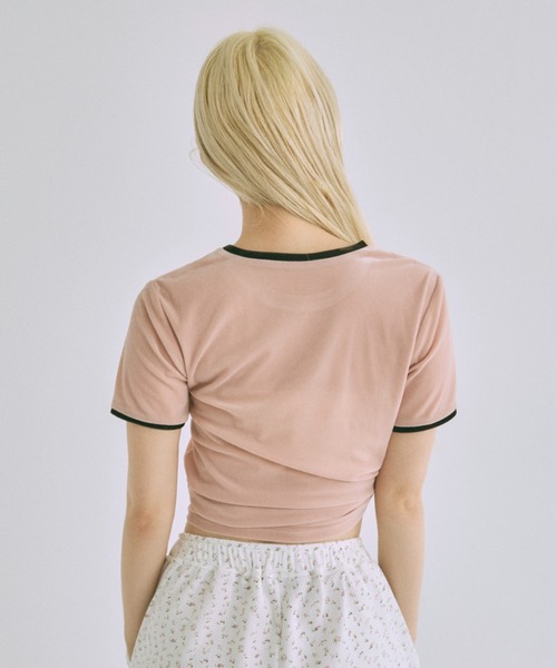 EN NEUME（エンノイム）の「Sheer Velor Ringer Tee（Tシャツ/カットソー・レディース・アイボリー/ピンク/グリーン・FREE）」の17枚目の写真