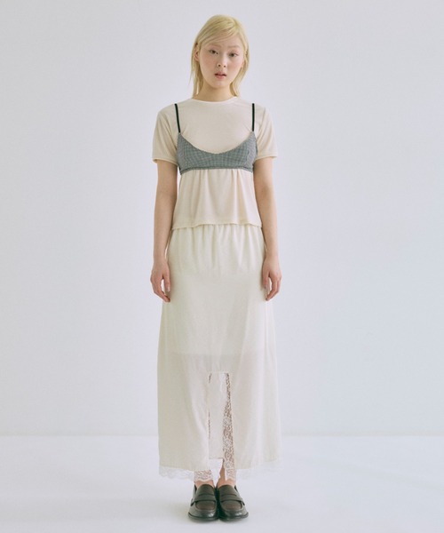 EN NEUME（エンノイム）の「Sheer Velor Ringer Tee（Tシャツ/カットソー・レディース・アイボリー/ピンク/グリーン・FREE）」の20枚目の写真