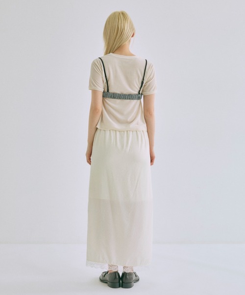 EN NEUME（エンノイム）の「Sheer Velor Ringer Tee（Tシャツ/カットソー・レディース・アイボリー/ピンク/グリーン・FREE）」の22枚目の写真