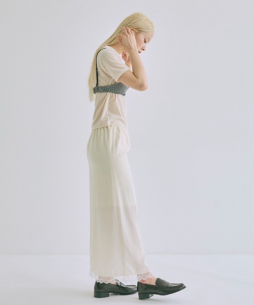 EN NEUME（エンノイム）の「Sheer Velor Ringer Tee（Tシャツ/カットソー・レディース・アイボリー/ピンク/グリーン・FREE）」の21枚目の写真