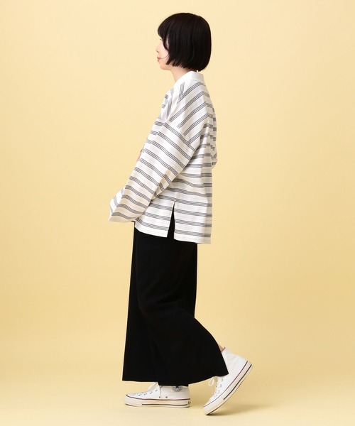 LEPSIM（レプシィム）の「【産前・産後対応】マタニティ／ボーダーポロ襟プルオーバー　639322（マタニティウェア/グッズ・レディース・ネイビー/ライトピンク・FREE）」の9枚目の写真