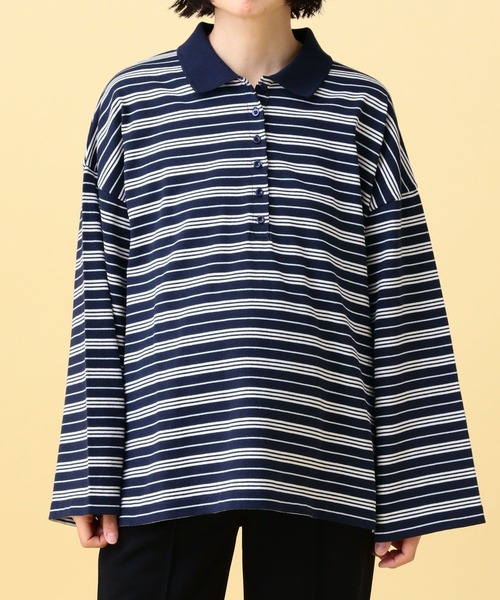 LEPSIM（レプシィム）の「【産前・産後対応】マタニティ／ボーダーポロ襟プルオーバー　639322（マタニティウェア/グッズ・レディース・ネイビー/ライトピンク・FREE）」の12枚目の写真