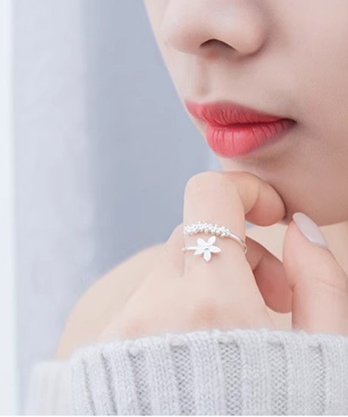 shoppinggo(ショッピングゴー)の「指輪 花デザイン オープンリング ゴールドラインストーンリング キラキラ(リング・レディース・シルバー・FREE)」の11枚目の写真