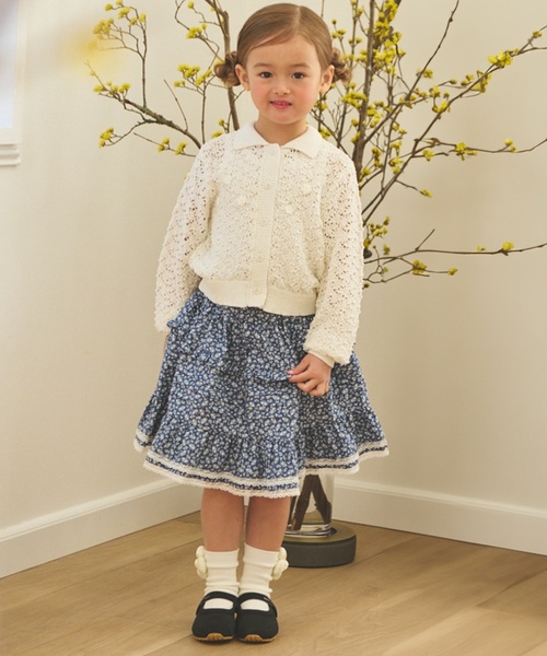 petit main（プティマイン）の「フリルティアードスカート（スカート・キッズ・ネイビー/クリーム/アイボリー・S(80-90cm)/L(120-130cm)/M(100-110cm)）」の3枚目の写真