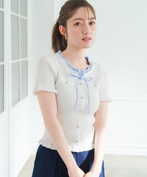 2026春夏新作 フリルシャツレイヤードニット