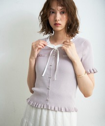 2026春夏新作 フリルシャツレイヤードニット