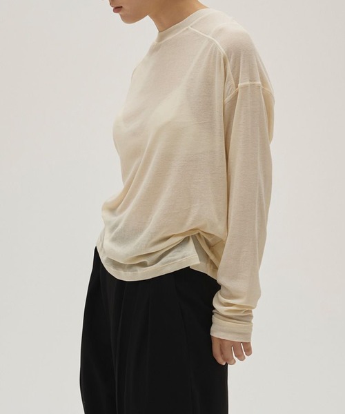 TODAYFUL（トゥデイフル）の「【TODAYFUL/トゥデイフル】Hightwist Gauze Long T-shirts/ハイゲージガーゼロングティーシャツ（Tシャツ/カットソー・レディース・インディゴブルー/ブラウン/ホワイト・FREE）」の10枚目の写真