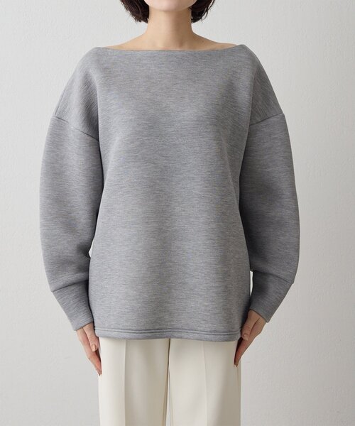 Whim Gazette（ウィムガゼット）の「オフショルダンボールプルオーバー（Tシャツ/カットソー・レディース・ライトグレー/オフホワイト・FREE）」の12枚目の写真