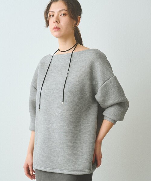 Whim Gazette（ウィムガゼット）の「オフショルダンボールプルオーバー（Tシャツ/カットソー・レディース・ライトグレー/オフホワイト・FREE）」の3枚目の写真