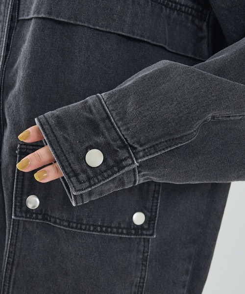 NOMINE（ノミネ）の「【NOMINE】【セットアップ対応】オーバーサイズ デニム ジャケット / カバーオール（ブルゾン・レディース・ブルー/チャコールグレー・フリー）」の18枚目の写真