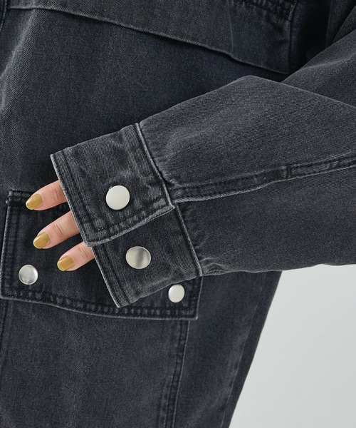 NOMINE（ノミネ）の「【NOMINE】【セットアップ対応】オーバーサイズ デニム ジャケット / カバーオール（ブルゾン・レディース・ブルー/チャコールグレー・フリー）」の19枚目の写真
