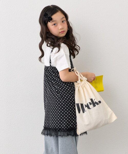 CIAOPANIC TYPY（チャオパニックティピー）の「【KIDS】ランジェリーレースドットキャミチュニック《ジュニアサイズあり》（キャミソール・キッズ・ブラック/ホワイト・150/130/110）」の6枚目の写真