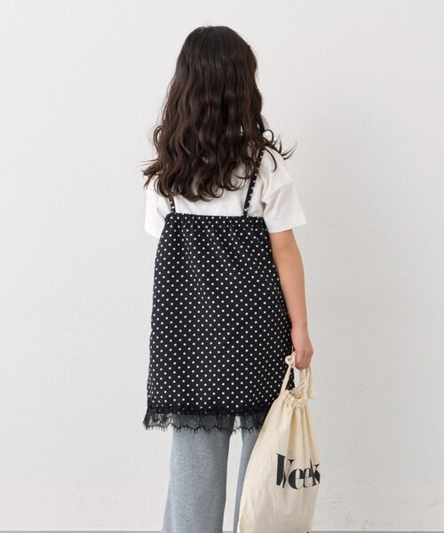 CIAOPANIC TYPY（チャオパニックティピー）の「【KIDS】ランジェリーレースドットキャミチュニック《ジュニアサイズあり》（キャミソール・キッズ・ブラック/ホワイト・150/130/110）」の7枚目の写真