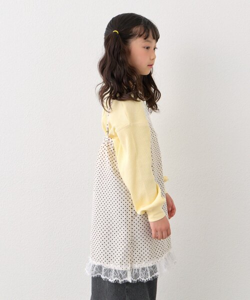 CIAOPANIC TYPY（チャオパニックティピー）の「【KIDS】ランジェリーレースドットキャミチュニック《ジュニアサイズあり》（キャミソール・キッズ・ブラック/ホワイト・150/130/110）」の10枚目の写真