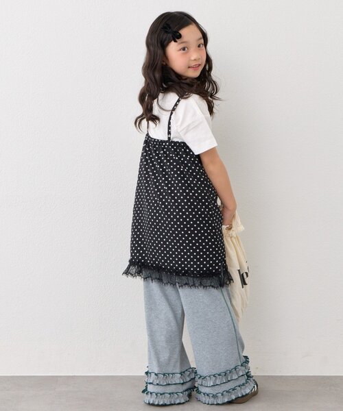 CIAOPANIC TYPY（チャオパニックティピー）の「【KIDS】ランジェリーレースドットキャミチュニック《ジュニアサイズあり》（キャミソール・キッズ・ブラック/ホワイト・150/130/110）」の15枚目の写真