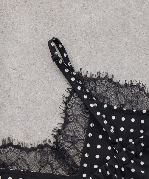 CIAOPANIC TYPY（チャオパニックティピー）の「【KIDS】ランジェリーレースドットキャミチュニック《ジュニアサイズあり》（キャミソール・キッズ・ブラック/ホワイト・150/130/110）」の16枚目の写真