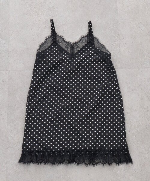 CIAOPANIC TYPY（チャオパニックティピー）の「【KIDS】ランジェリーレースドットキャミチュニック《ジュニアサイズあり》（キャミソール・キッズ・ブラック/ホワイト・150/130/110）」の19枚目の写真