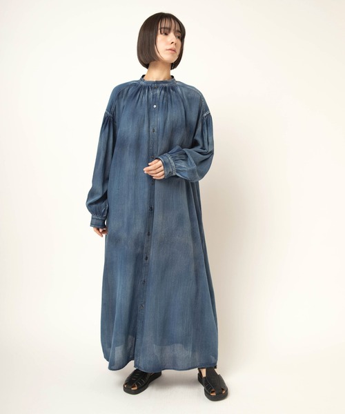 RNA-N(アールエヌエーエヌ)の「D1689 2.2ozデニムヴィンテージギャザーワンピース(ワンピース・レディース・ライトインディゴブルー/ダークインディゴブルー・MEDIUM/SMALL)」の8枚目の写真