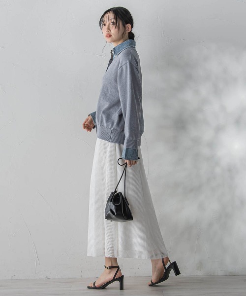 Droite lautreamont(ドロワットロートレアモン)の「デニムドッキングニットカーディガン≪手洗い可能≫(カーディガン/ボレロ・レディース・ライトグレー/オフホワイト・M)」の18枚目の写真