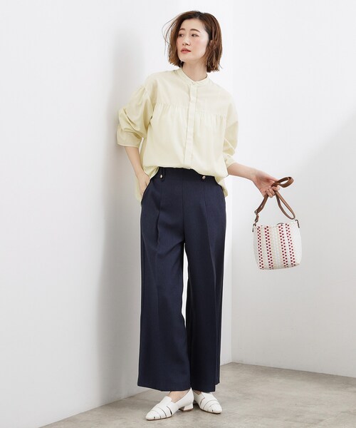 grove(グローブ)の「【イージーケア】麻混スタンドギャザーシャツ(シャツ/ブラウス・レディース・グリーン系/ブルー系7/ネイビー/ピンク系3/アイボリー・03/02/01/04/05)」の18枚目の写真