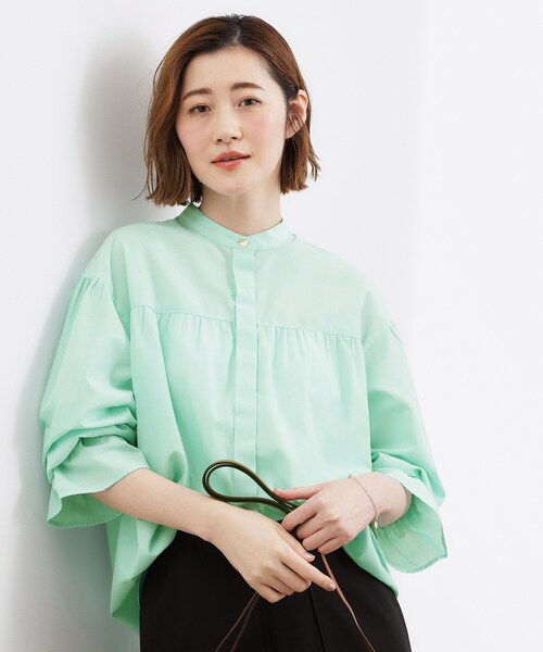 grove(グローブ)の「【イージーケア】麻混スタンドギャザーシャツ(シャツ/ブラウス・レディース・グリーン系/ブルー系7/ネイビー/ピンク系3/アイボリー・03/02/01/04/05)」の22枚目の写真