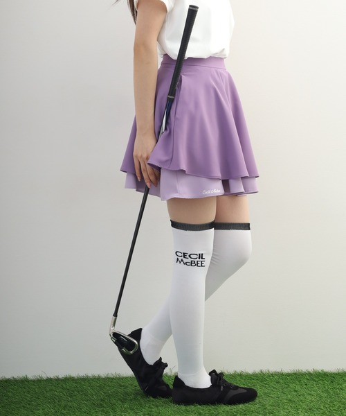 CECIL McBEE(セシルマクビー)の「Two-Tier Flare Skirt トゥー-ティア フレアスカート(スカート・レディース・ブラック/ピンク/パープル・M/S/L)」の1枚目の写真