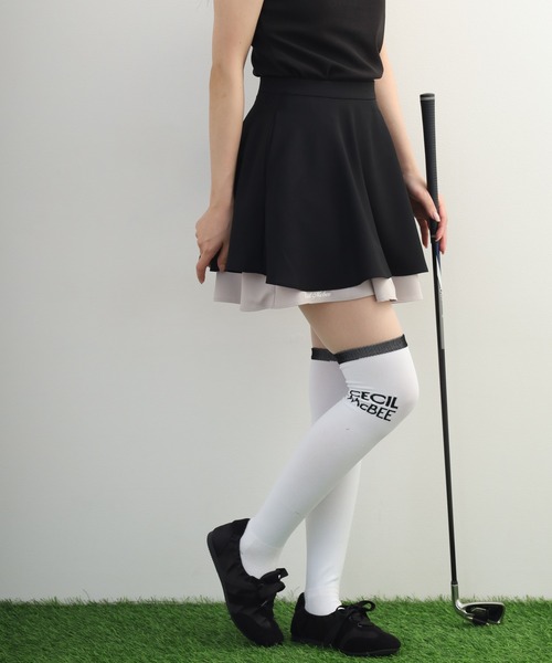 CECIL McBEE（セシルマクビー）の「Two-Tier Flare Skirt トゥー-ティア フレアスカート（スカート・レディース・ブラック/ピンク・M/S）」の3枚目の写真