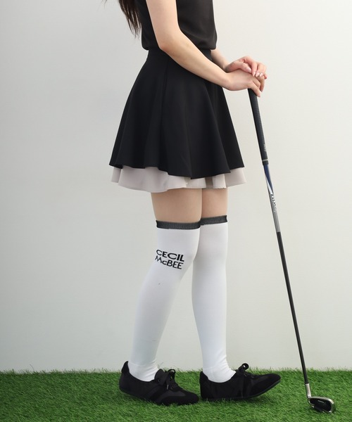 CECIL McBEE（セシルマクビー）の「Two-Tier Flare Skirt トゥー-ティア フレアスカート（スカート・レディース・ブラック/ピンク・M/S）」の5枚目の写真