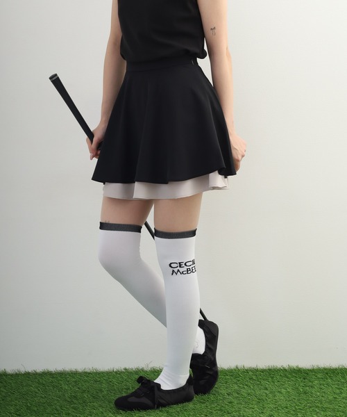 CECIL McBEE（セシルマクビー）の「Two-Tier Flare Skirt トゥー-ティア フレアスカート（スカート・レディース・ブラック/ピンク・M/S）」の6枚目の写真