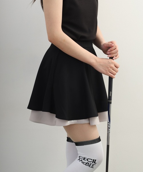 CECIL McBEE（セシルマクビー）の「Two-Tier Flare Skirt トゥー-ティア フレアスカート（スカート・レディース・ブラック/ピンク・M/S）」の8枚目の写真