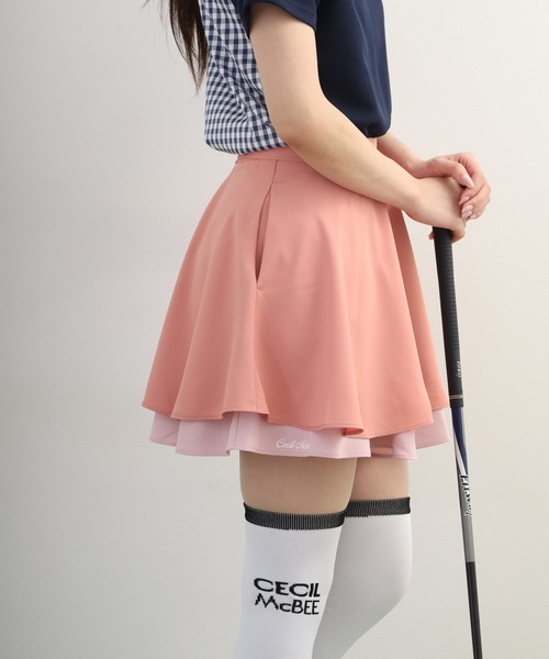 CECIL McBEE（セシルマクビー）の「Two-Tier Flare Skirt トゥー-ティア フレアスカート（スカート・レディース・ブラック/ピンク・M/S）」の12枚目の写真