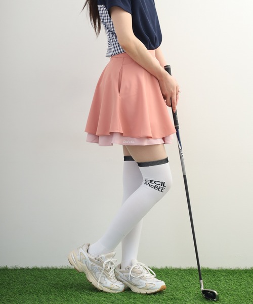 CECIL McBEE（セシルマクビー）の「Two-Tier Flare Skirt トゥー-ティア フレアスカート（スカート・レディース・ブラック/ピンク・M/S）」の13枚目の写真