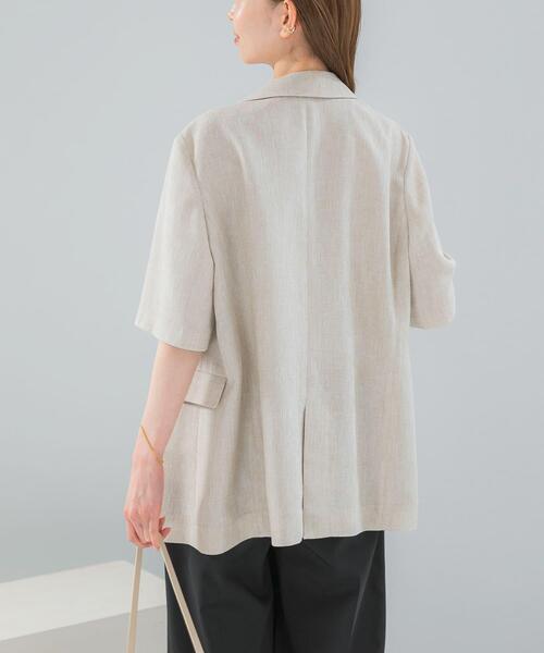 URBAN RESEARCH ROSSO WOMEN（アーバンリサーチ　ロッソ）の「防シワ リネンライクハーフスリーブジャケット（その他アウター・レディース・ライトベージュ/ブラック・36/38）」の6枚目の写真
