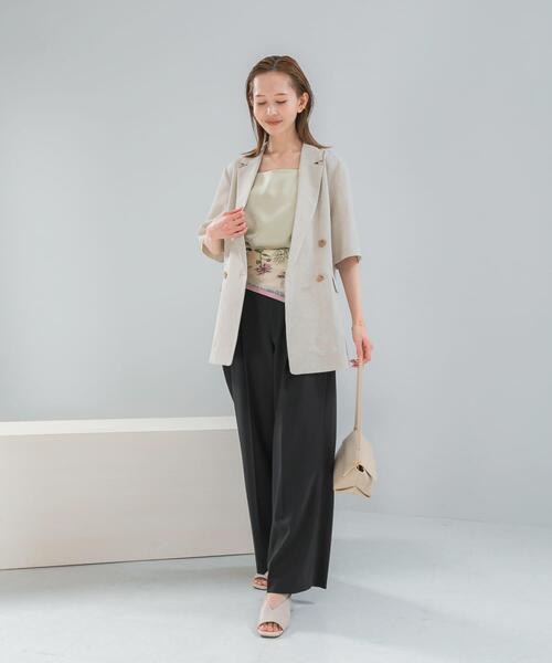 URBAN RESEARCH ROSSO WOMEN（アーバンリサーチ　ロッソ）の「防シワ リネンライクハーフスリーブジャケット（その他アウター・レディース・ライトベージュ/ブラック・36/38）」の9枚目の写真