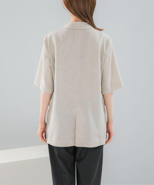 URBAN RESEARCH ROSSO WOMEN（アーバンリサーチ　ロッソ）の「防シワ リネンライクハーフスリーブジャケット（その他アウター・レディース・ライトベージュ/ブラック・36/38）」の12枚目の写真