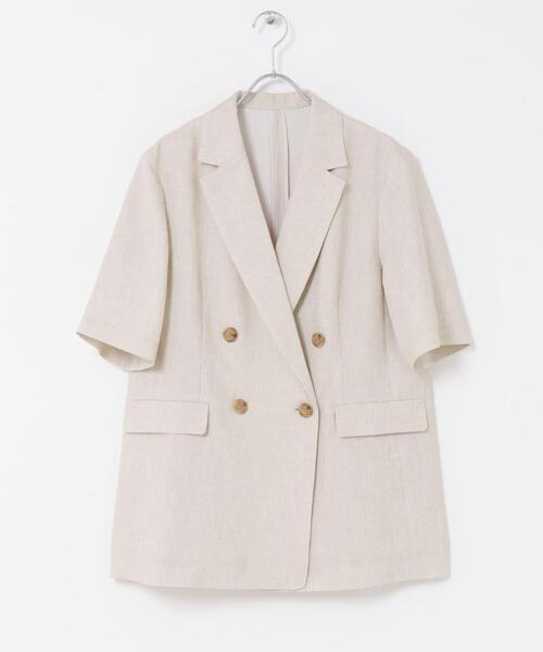 URBAN RESEARCH ROSSO WOMEN（アーバンリサーチ　ロッソ）の「防シワ リネンライクハーフスリーブジャケット（その他アウター・レディース・ライトベージュ/ブラック・36/38）」の15枚目の写真