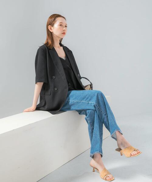 URBAN RESEARCH ROSSO WOMEN（アーバンリサーチ　ロッソ）の「防シワ リネンライクハーフスリーブジャケット（その他アウター・レディース・ライトベージュ/ブラック・36/38）」の20枚目の写真