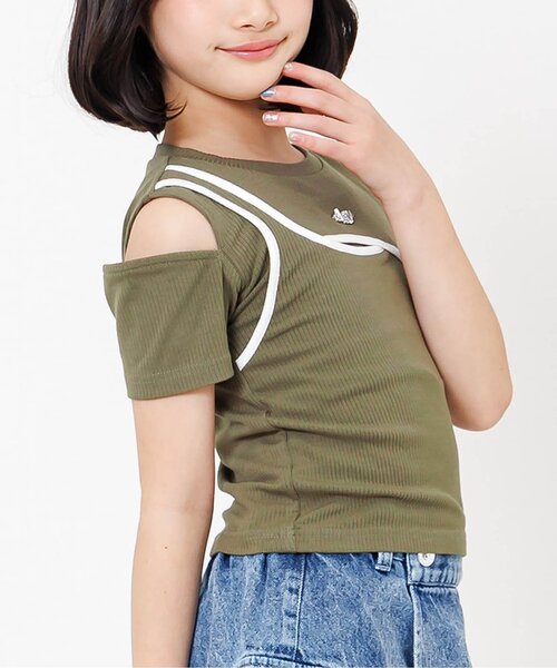 algy（アルジー）の「アシメデザインギャルTシャツ（Tシャツ/カットソー・キッズ・オフホワイト/カーキ/ブラック・160/150/140/130）」の3枚目の写真