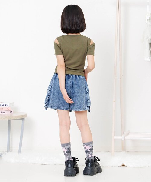 algy（アルジー）の「アシメデザインギャルTシャツ（Tシャツ/カットソー・キッズ・オフホワイト/カーキ/ブラック・160/150/140/130）」の8枚目の写真