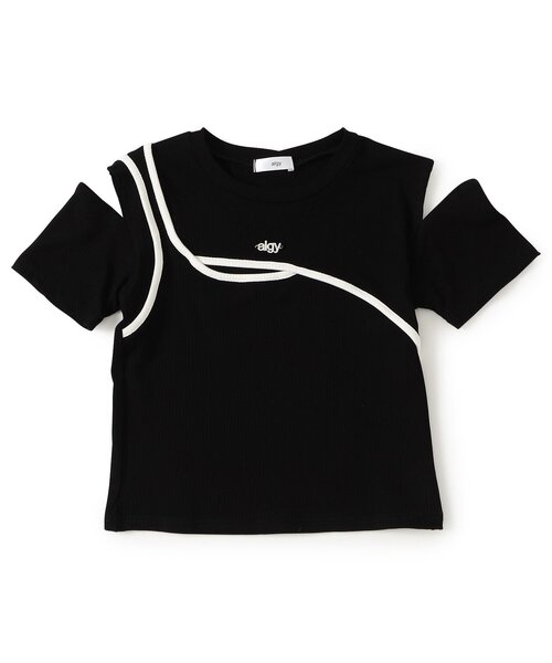 algy（アルジー）の「アシメデザインギャルTシャツ（Tシャツ/カットソー・キッズ・オフホワイト/カーキ/ブラック・160/150/140/130）」の5枚目の写真