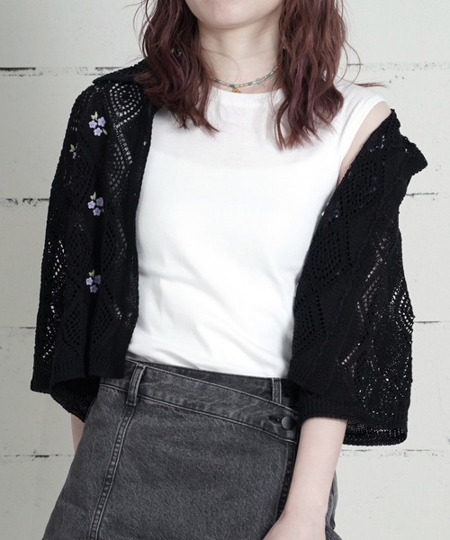 MILLER（ミラー）の「"02"≪Robert P. Miller≫パックT パネルリブ クルーネック タンクトップ（タンクトップ・レディース・オフホワイト/ブラック×ホワイト/スモークピンク/チャコールグレー×ブラック/ブラック/ホワイト×ブルー・FREE）」の2枚目の写真